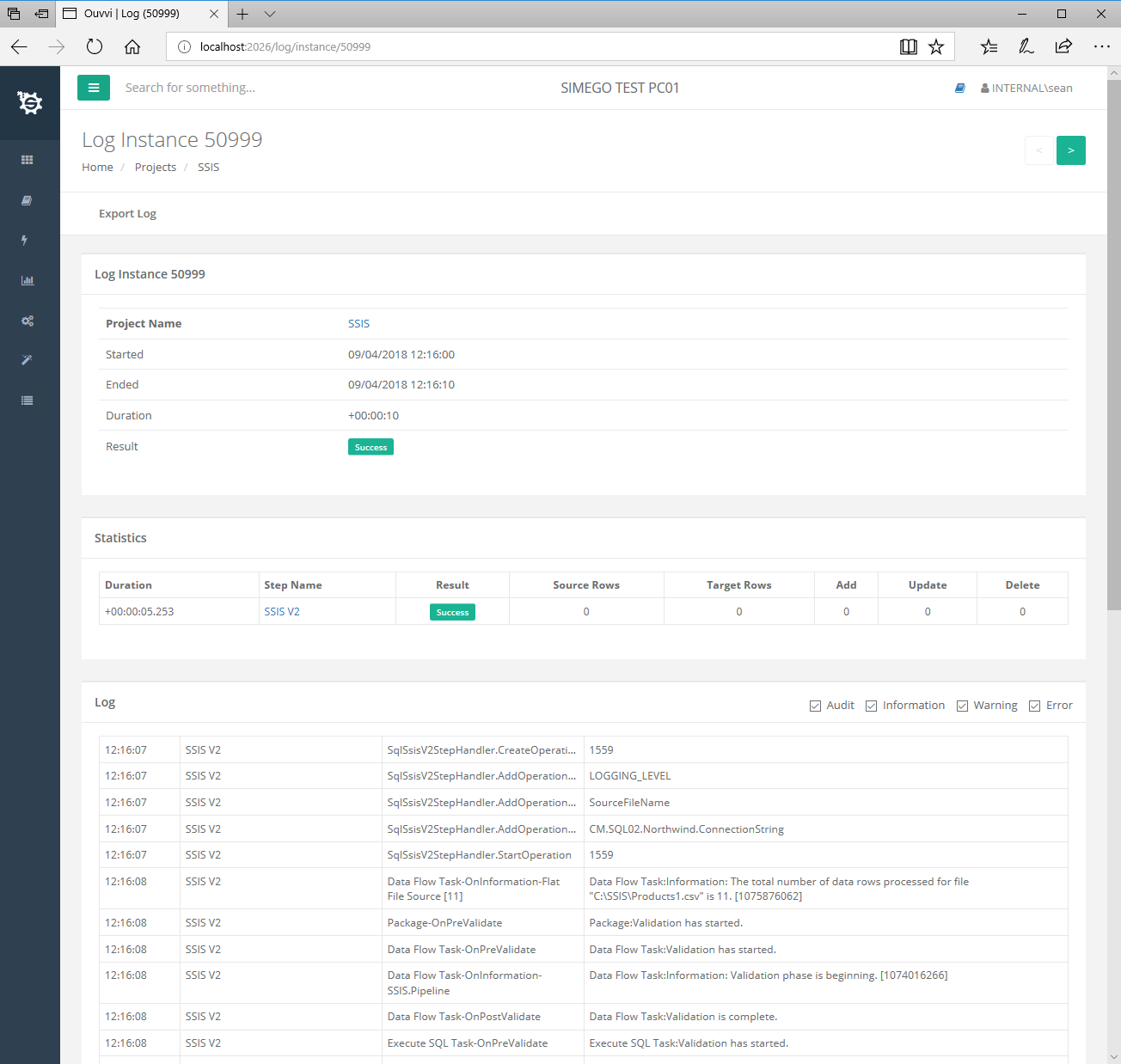 SSIS Log