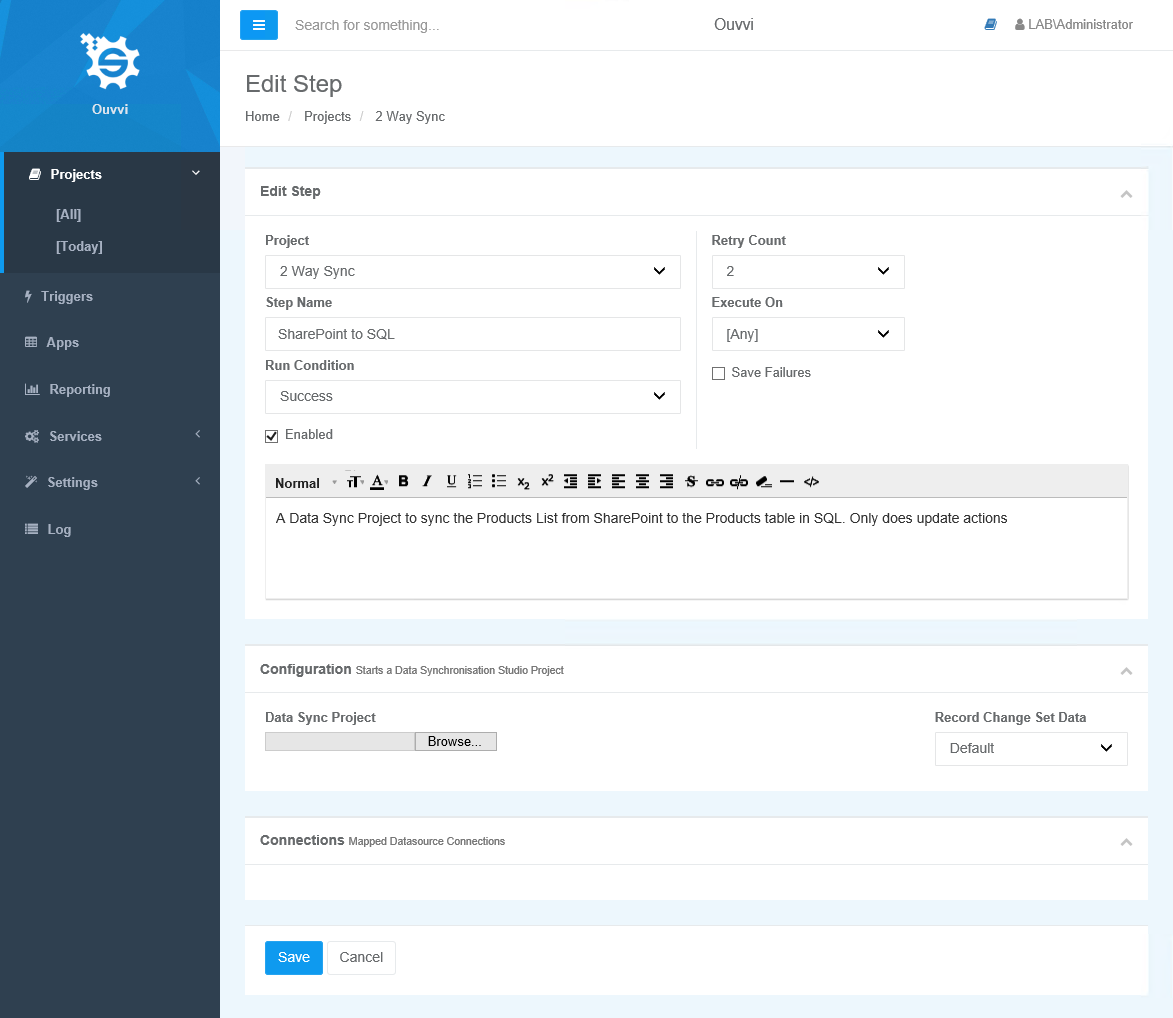 SharePoint to SQL step