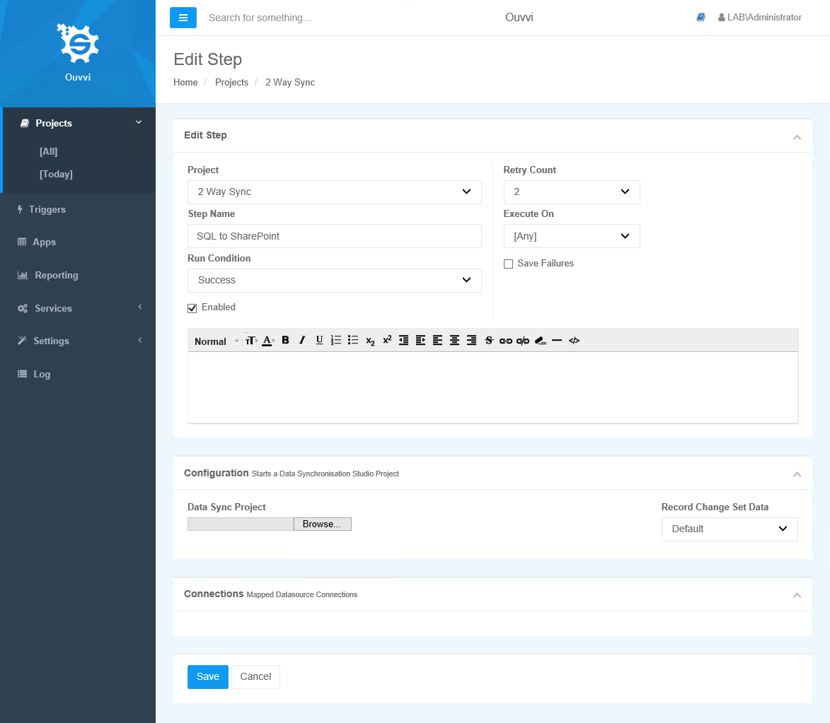 Create Data Sync Step