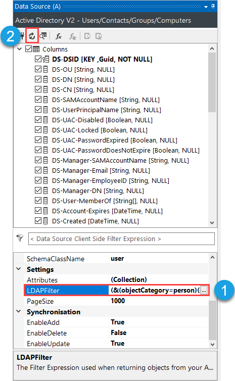 LDAP Filter Connection Properties