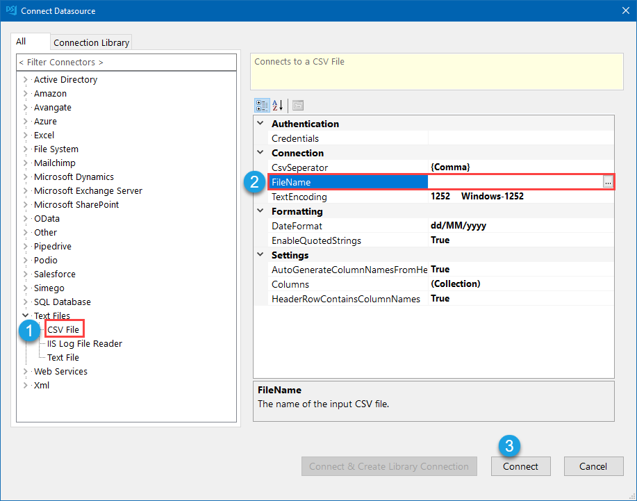 Connect to CSV