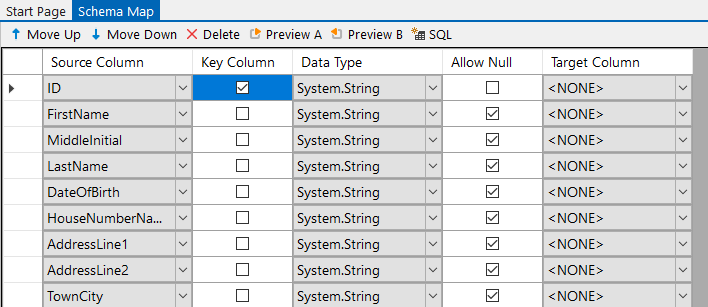 Source Columns added to Schema Map