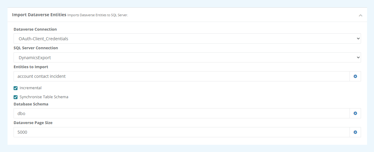 Ouvvi Import Dataverse Entities Config