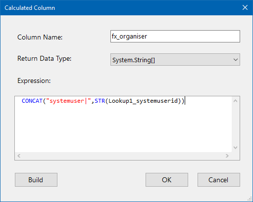 Calculated Column - Organiser Format