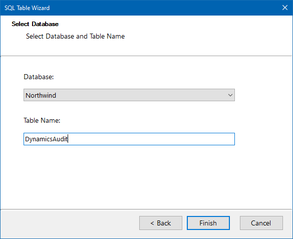 SQL Wizard - Create Table