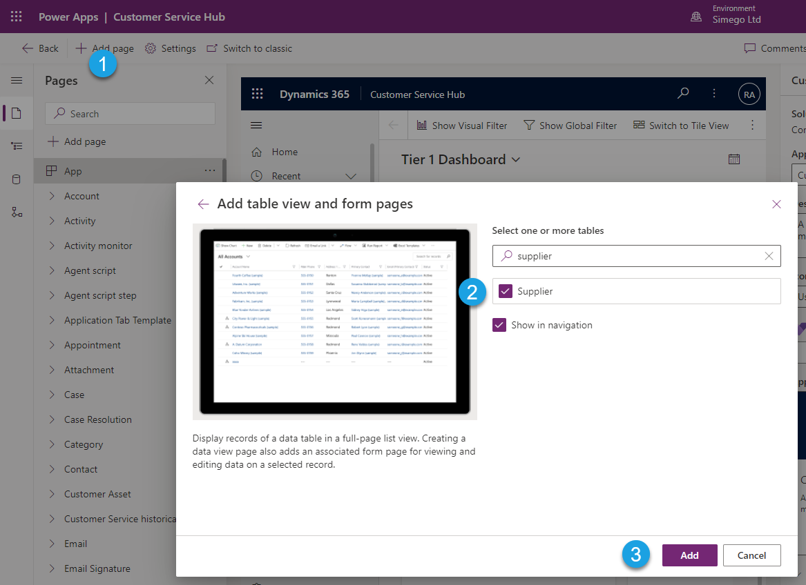 Add Entity to Dynamics View