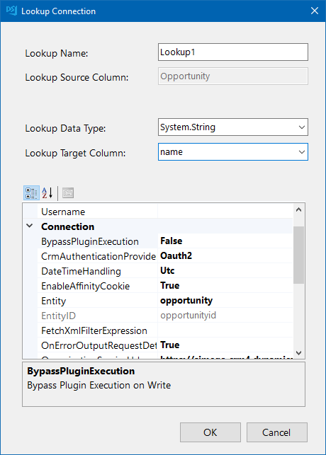 Lookup Configuration Window - Opportunity