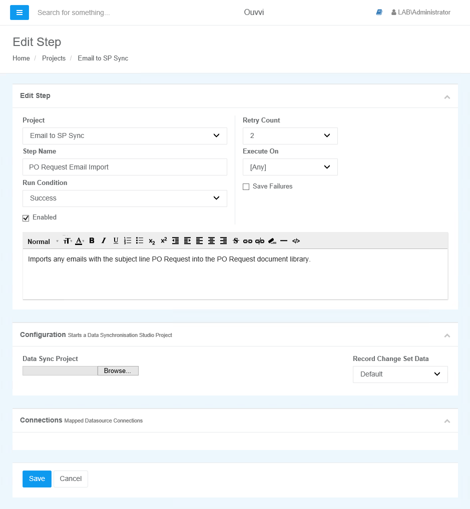 Create Data Sync Step