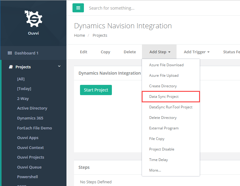 Add Data Sync Step