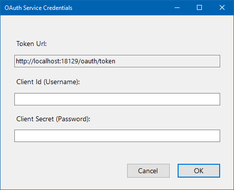 Set Service Credentials Window