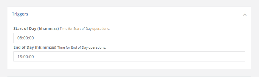 Start of Day Time - System Settings