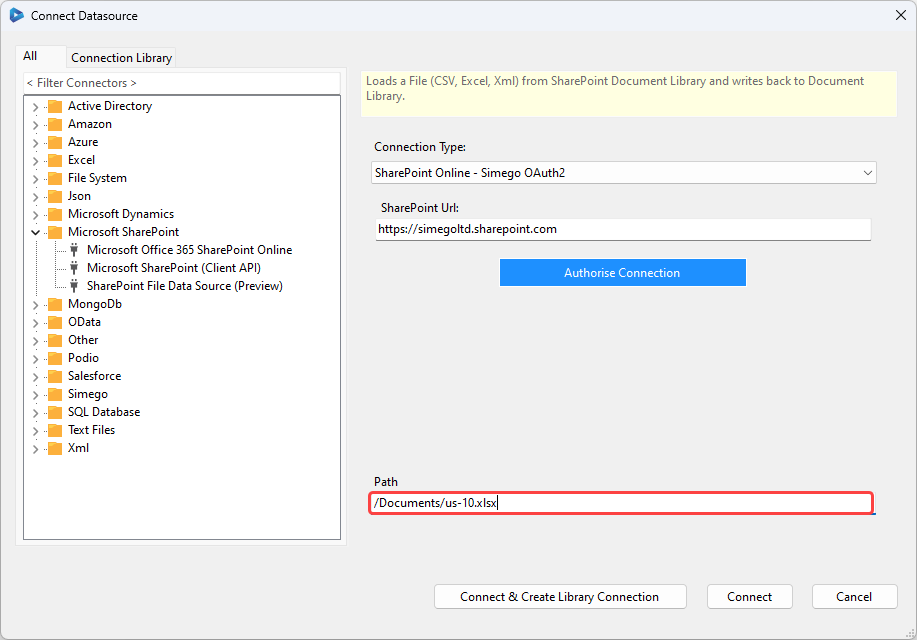 SharePoint File Connection