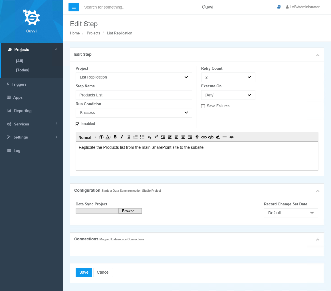 Create Data Sync Step