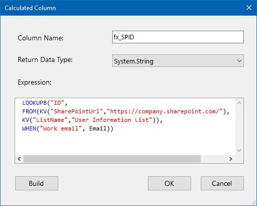 Lookup SharePointID Calculated Column