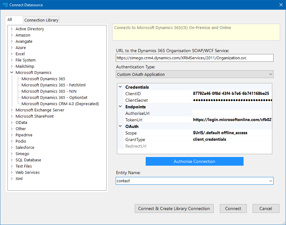 Dynamics Contact Connection